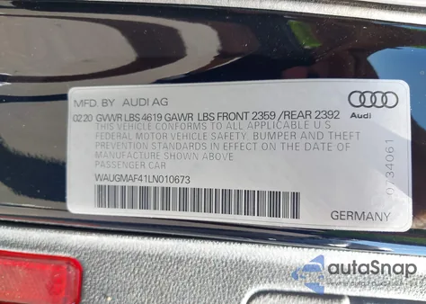 2020 Audi A4 Premium 40 Tfsi Front-Wheel Drive S Tronic из США, поврежденный, VIN WAUGMAF41LN010673